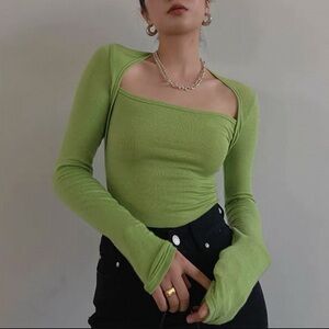 Green Long Sleeve Women's Top